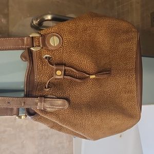 Borbonese Shoulder Suede Vintage Drawstring Bag PRELOVED EUC